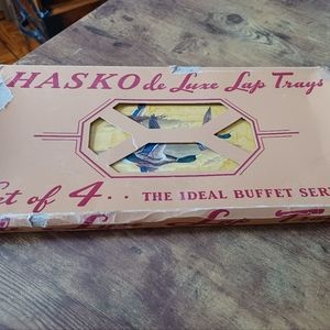 Hasko de Luxe Hand Painted Japanese Bamboo lap trays Set of 4